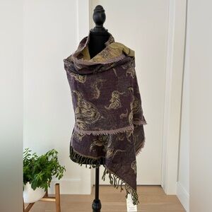 WRAP SHAWL Scarf Wool Sequin Bead Embellished Cozy Chic